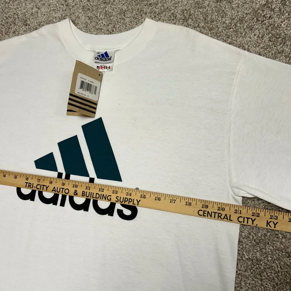 Vintage 90s Adidas Logo Tshirt Men Size Medium Made‎ In USA White New (other)